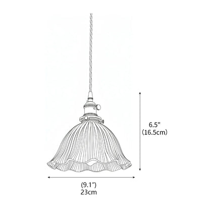 RoyaleGlow Green Ribbed Glass Pendant Light Vintage Brass Hanging Lamp For Kitchen Island - Royale Basic