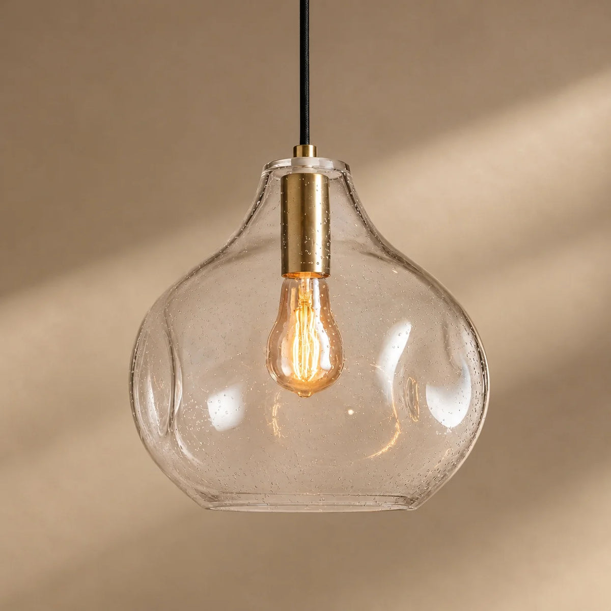 RoyaleGlow Hand Blown Organic Glass Pendant Light 30cm - Royale Basic