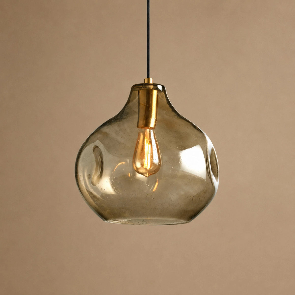 RoyaleGlow Hand Blown Organic Glass Pendant Light 30cm - Royale Basic