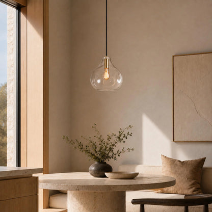 RoyaleGlow Hand Blown Organic Glass Pendant Light 30cm - Royale Basic