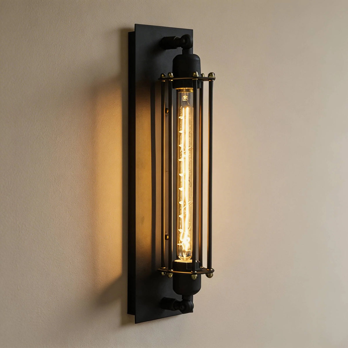 RoyaleGlow Industrial Black Iron Wall Sconce LED Compatible Vintage Lighting Fixture - Royale Basic