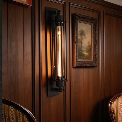 RoyaleGlow Industrial Black Iron Wall Sconce LED Compatible Vintage Lighting Fixture - Royale Basic