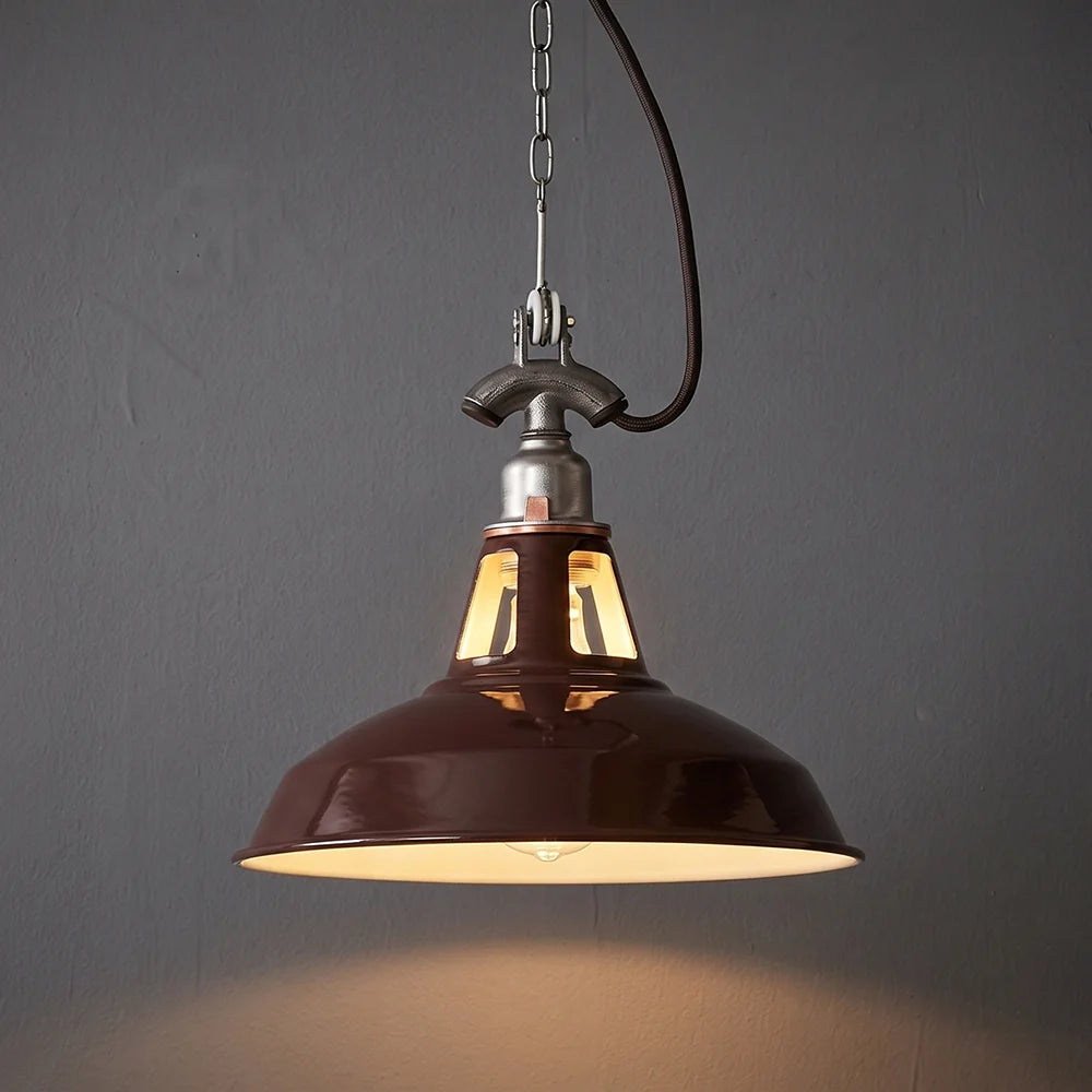 RoyaleGlow Industrial Vented Metal Pendant Light Vintage Factory Hanging Lamp - Royale Basic