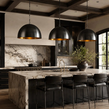 RoyaleGlow Large Bronze Dome Pendant Light Adjustable Kitchen Island Hanging Fixture - Royale Basic