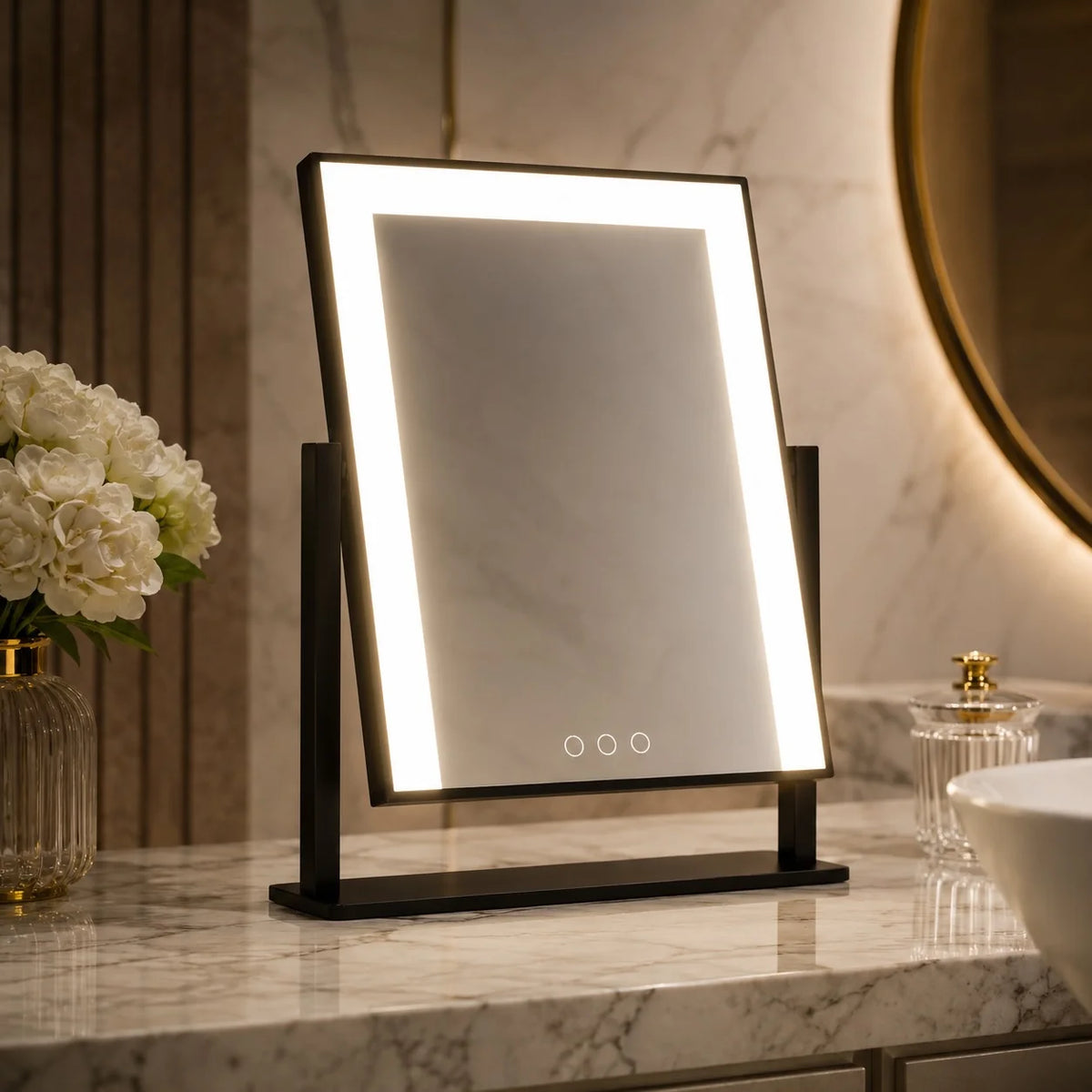 RoyaleGlow LED Lighted Vanity Makeup Mirror Touch Control Adjustable Brightness - Royale Basic