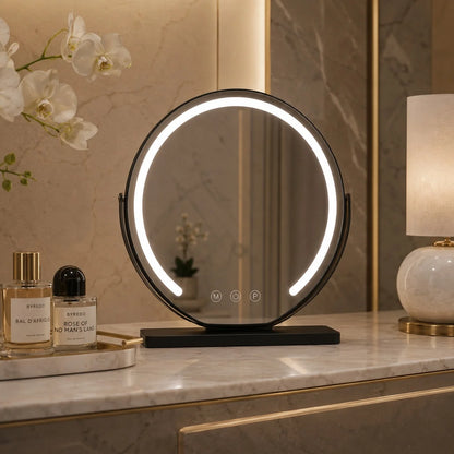 RoyaleGlow Lighted Vanity Mirror Tabletop LED Makeup Mirror With Adjustable Magnification - Royale Basic