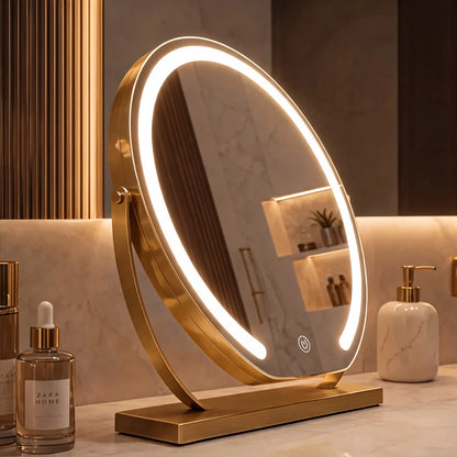 RoyaleGlow Lighted Vanity Mirror Tabletop LED Makeup Mirror With Adjustable Magnification - Royale Basic