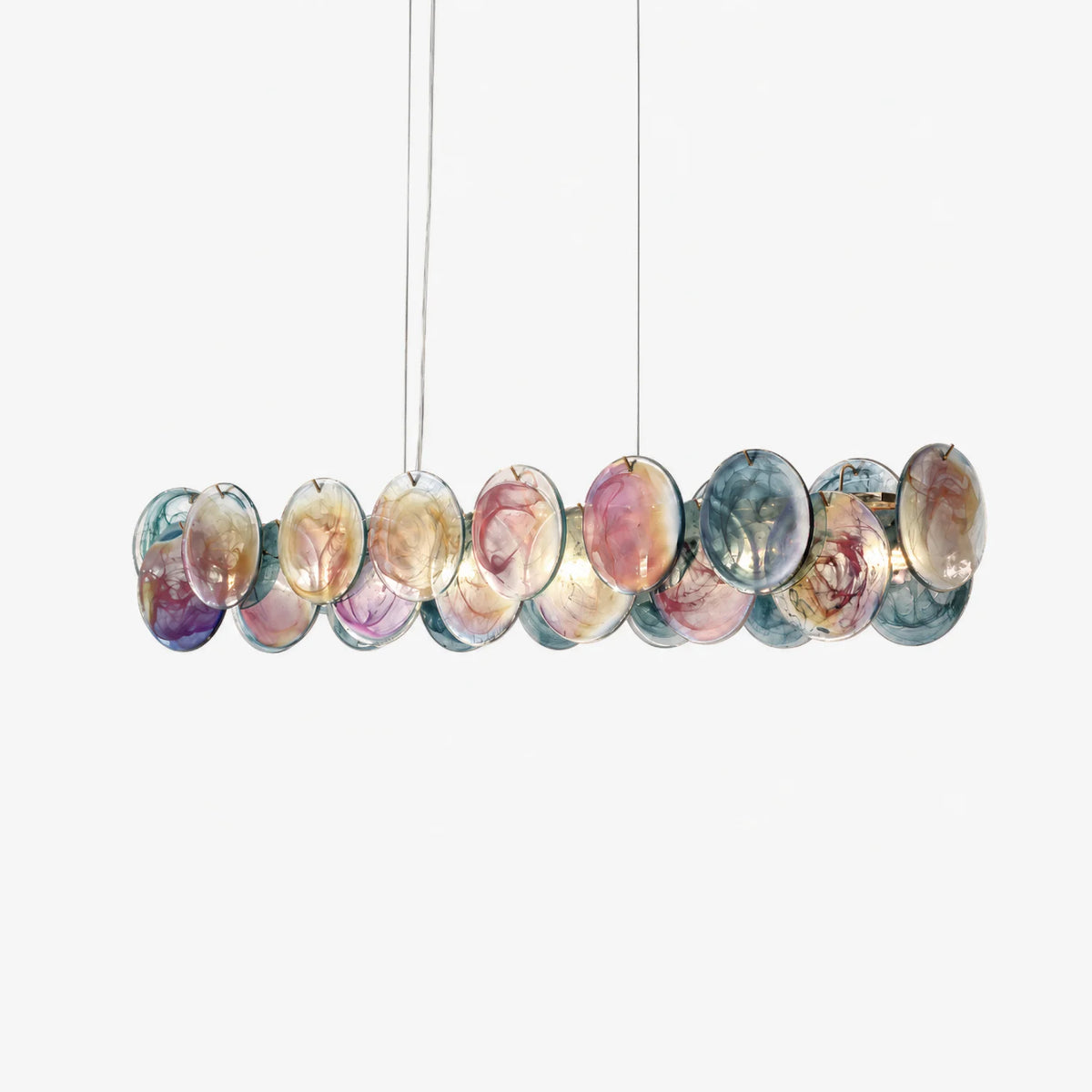 RoyaleGlow Linear Murano Glass Chandelier Multi Color Hanging Light - Royale Basic