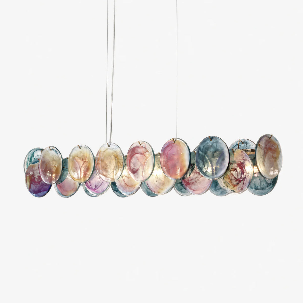 RoyaleGlow Linear Murano Glass Chandelier Multi Color Hanging Light - Royale Basic