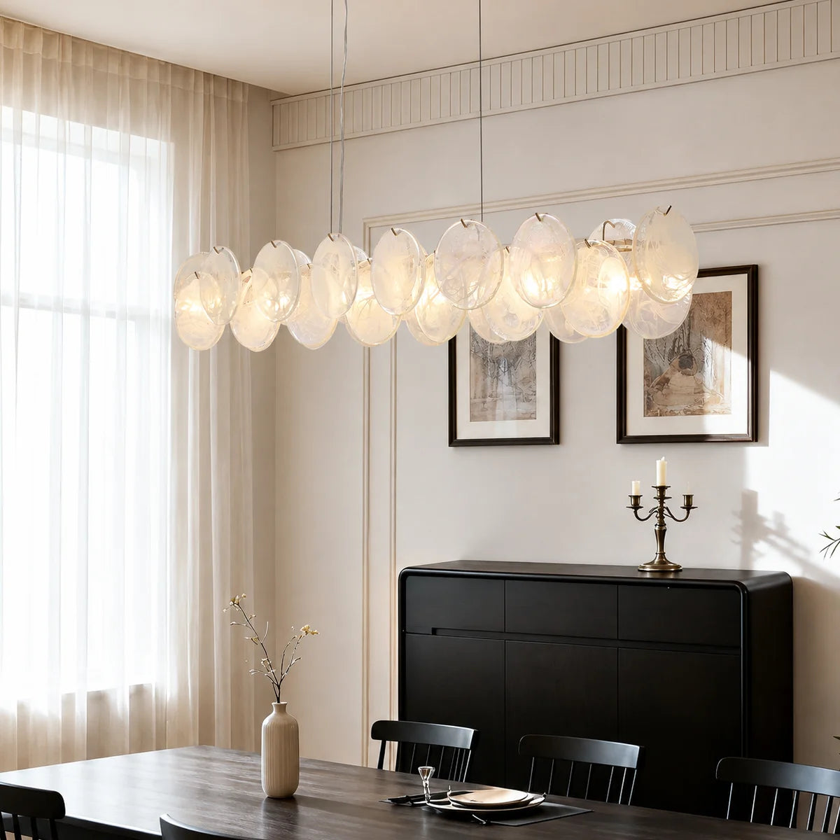 RoyaleGlow Linear Murano Glass Chandelier Multi Color Hanging Light - Royale Basic