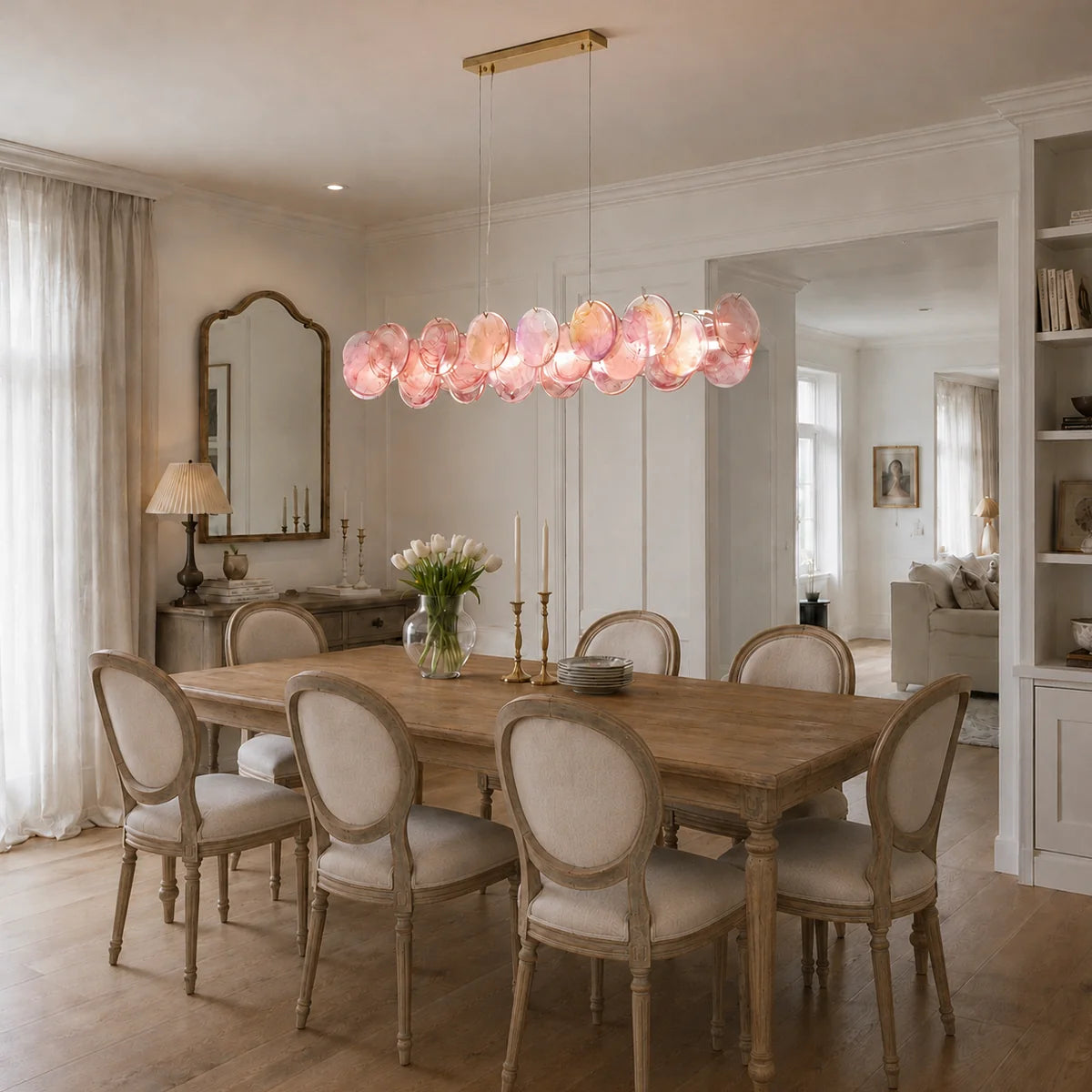 RoyaleGlow Linear Murano Glass Chandelier Multi Color Hanging Light - Royale Basic