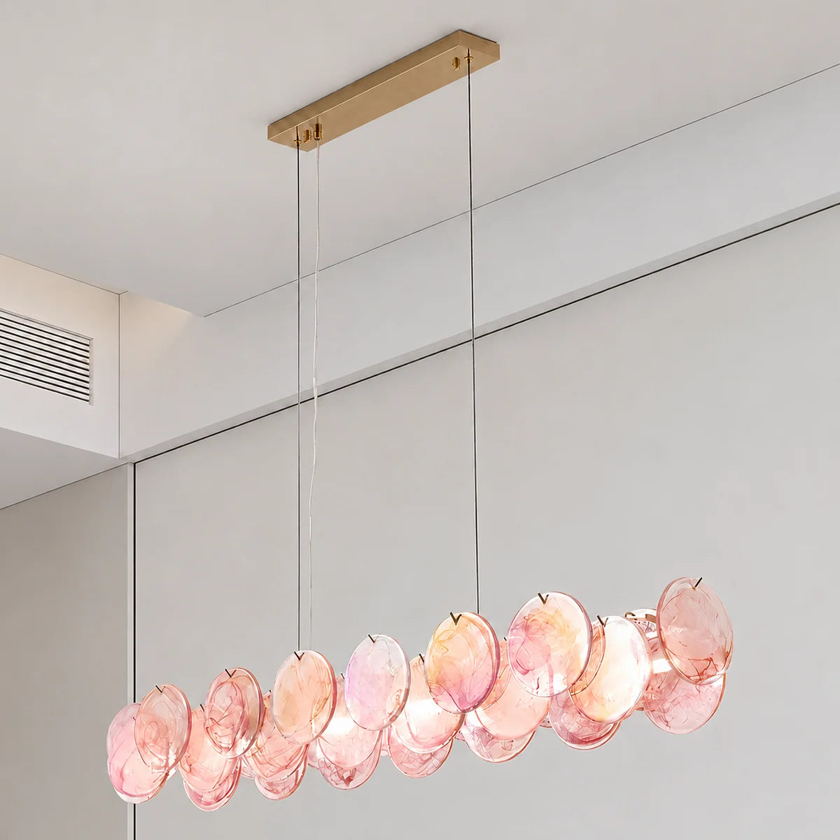 RoyaleGlow Linear Murano Glass Chandelier Multi Color Hanging Light - Royale Basic