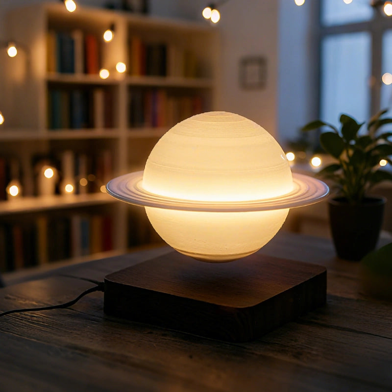 RoyaleGlow Magnetic Levitating Saturn Lamp - 3D Printed Floating Planet Light for Desk - Royale Basic