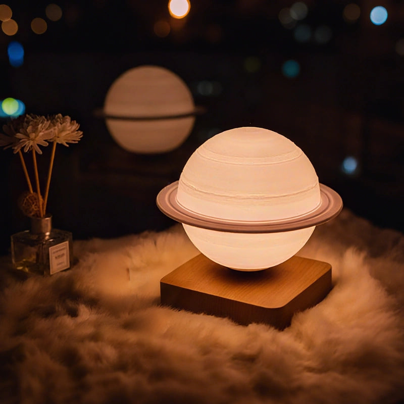 RoyaleGlow Magnetic Levitating Saturn Lamp - 3D Printed Floating Planet Light for Desk - Royale Basic