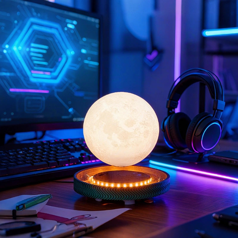 RoyaleGlow Magnetic Levitating Saturn Lamp - 3D Printed Floating Planet Light for Desk - Royale Basic