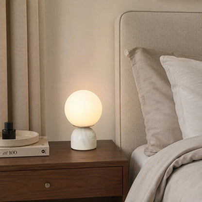 RoyaleGlow Marble Globe Table Lamp Modern Glass Bedside Light - Royale Basic