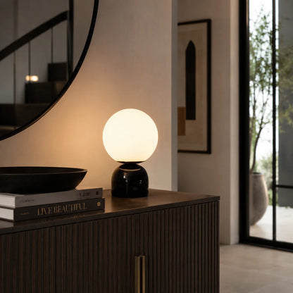 RoyaleGlow Marble Globe Table Lamp Modern Glass Bedside Light - Royale Basic