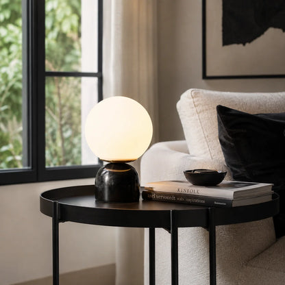 RoyaleGlow Marble Globe Table Lamp Modern Glass Bedside Light - Royale Basic