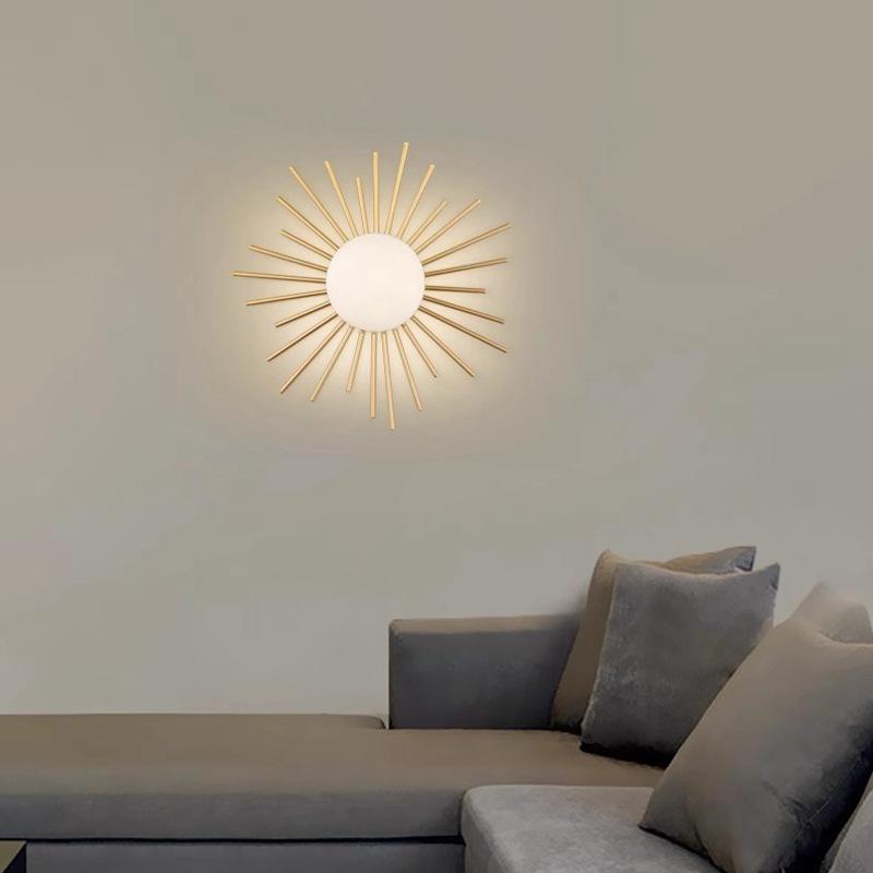 RoyaleGlow Mid-Century Gold Sunburst Flush Mount Ceiling Light with Glass Globe-Royale Basic