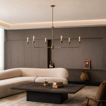 RoyaleGlow Modern 5-Light Brass Candelabra Chandelier Adjustable Pendant Light - Royale Basic