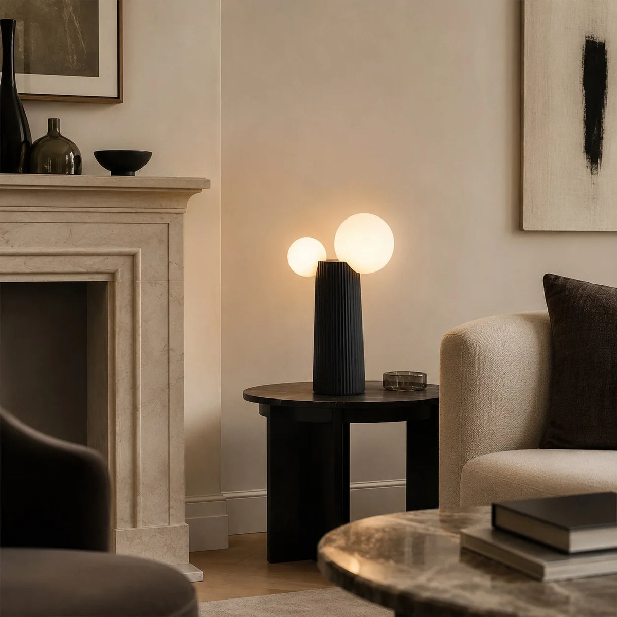 RoyaleGlow Modern Adjustable Height Resin Table Lamp Indoor LED Light - Royale Basic