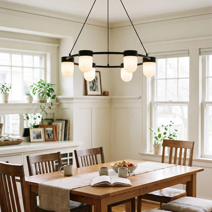 RoyaleGlow Modern Alabaster Chandelier Capsule Ring Pendant Light Brass - Royale Basic