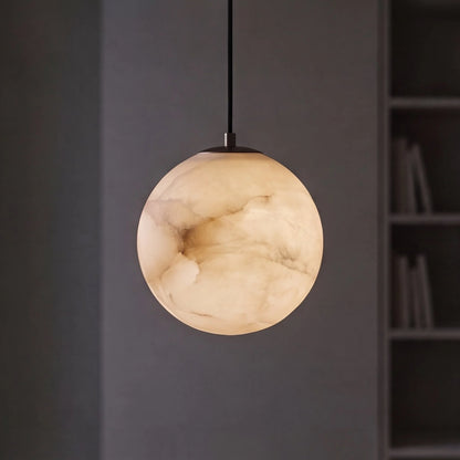 RoyaleGlow Modern Alabaster Globe Pendant Light Adjustable LED Ceiling Lamp - Royale Basic