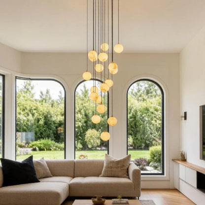 RoyaleGlow Modern Alabaster Sphere Cluster Pendant Chandelier Lighting - Royale Basic
