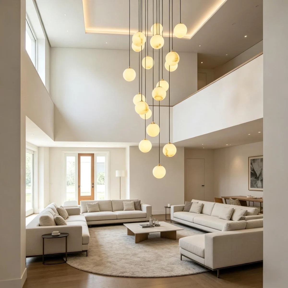 RoyaleGlow Modern Alabaster Sphere Cluster Pendant Chandelier Lighting - Royale Basic