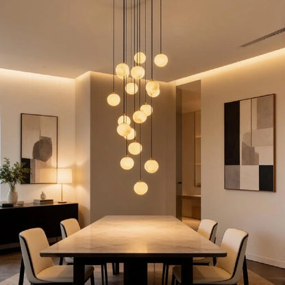 RoyaleGlow Modern Alabaster Sphere Cluster Pendant Chandelier Lighting - Royale Basic