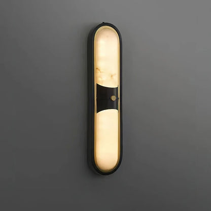 RoyaleGlow Modern Alabaster Wall Sconce Brass LED Vanity Light - Royale Basic