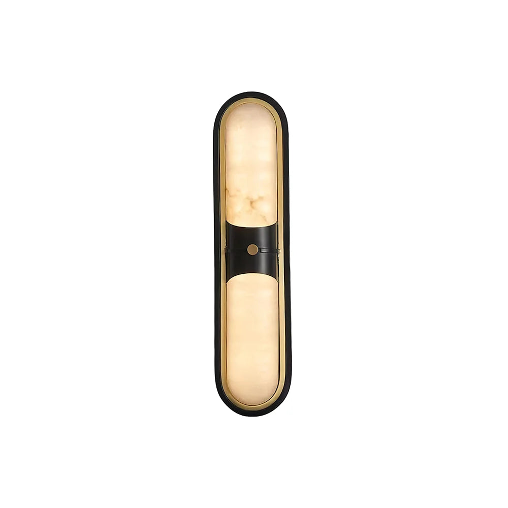 RoyaleGlow Modern Alabaster Wall Sconce Brass LED Vanity Light - Royale Basic