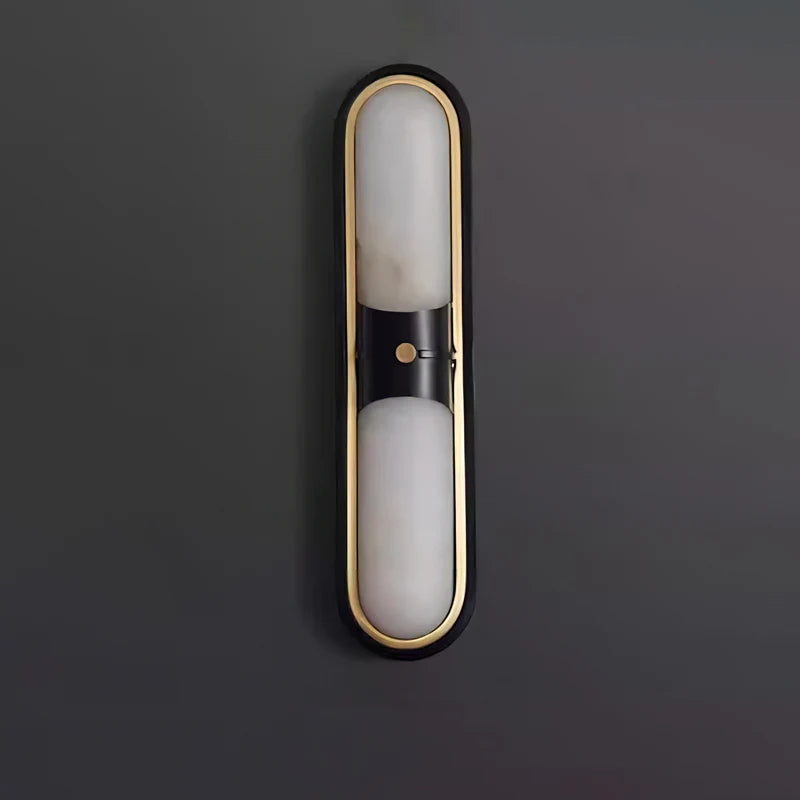 RoyaleGlow Modern Alabaster Wall Sconce Brass LED Vanity Light - Royale Basic