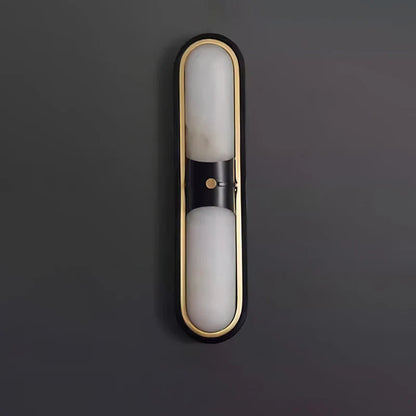 RoyaleGlow Modern Alabaster Wall Sconce Brass LED Vanity Light - Royale Basic