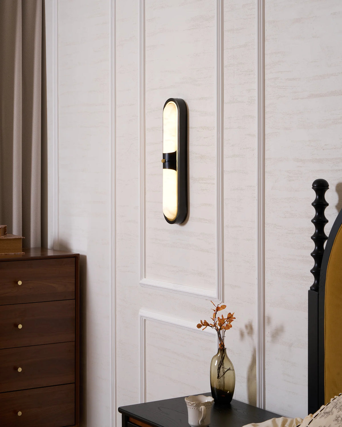 RoyaleGlow Modern Alabaster Wall Sconce Brass LED Vanity Light - Royale Basic