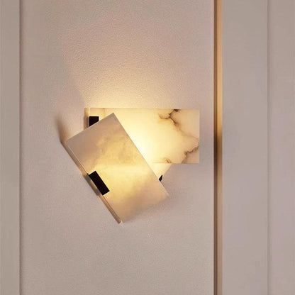 RoyaleGlow Modern Alabaster Wall Sconce Light - Natural Stone LED Fixture for Hallway & Bedroom-Royale Basic