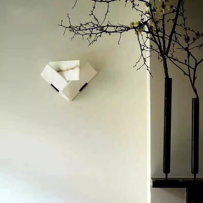 RoyaleGlow Modern Alabaster Wall Sconce Light - Natural Stone LED Fixture for Hallway & Bedroom-Royale Basic