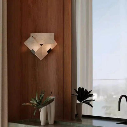 RoyaleGlow Modern Alabaster Wall Sconce Light - Natural Stone LED Fixture for Hallway & Bedroom-Royale Basic