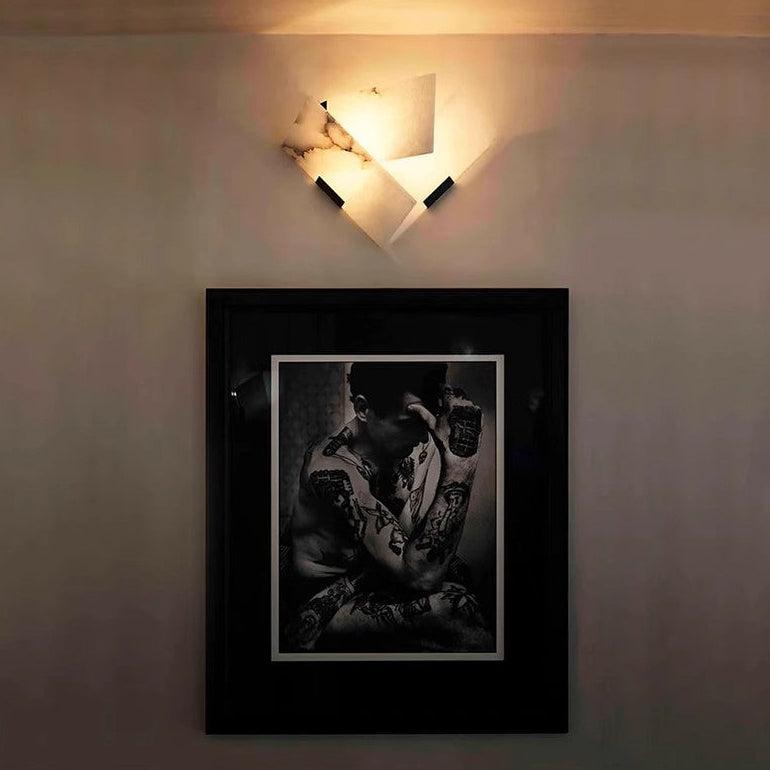 RoyaleGlow Modern Alabaster Wall Sconce Light - Natural Stone LED Fixture for Hallway & Bedroom-Royale Basic