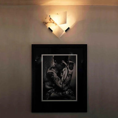 RoyaleGlow Modern Alabaster Wall Sconce Light - Natural Stone LED Fixture for Hallway & Bedroom-Royale Basic