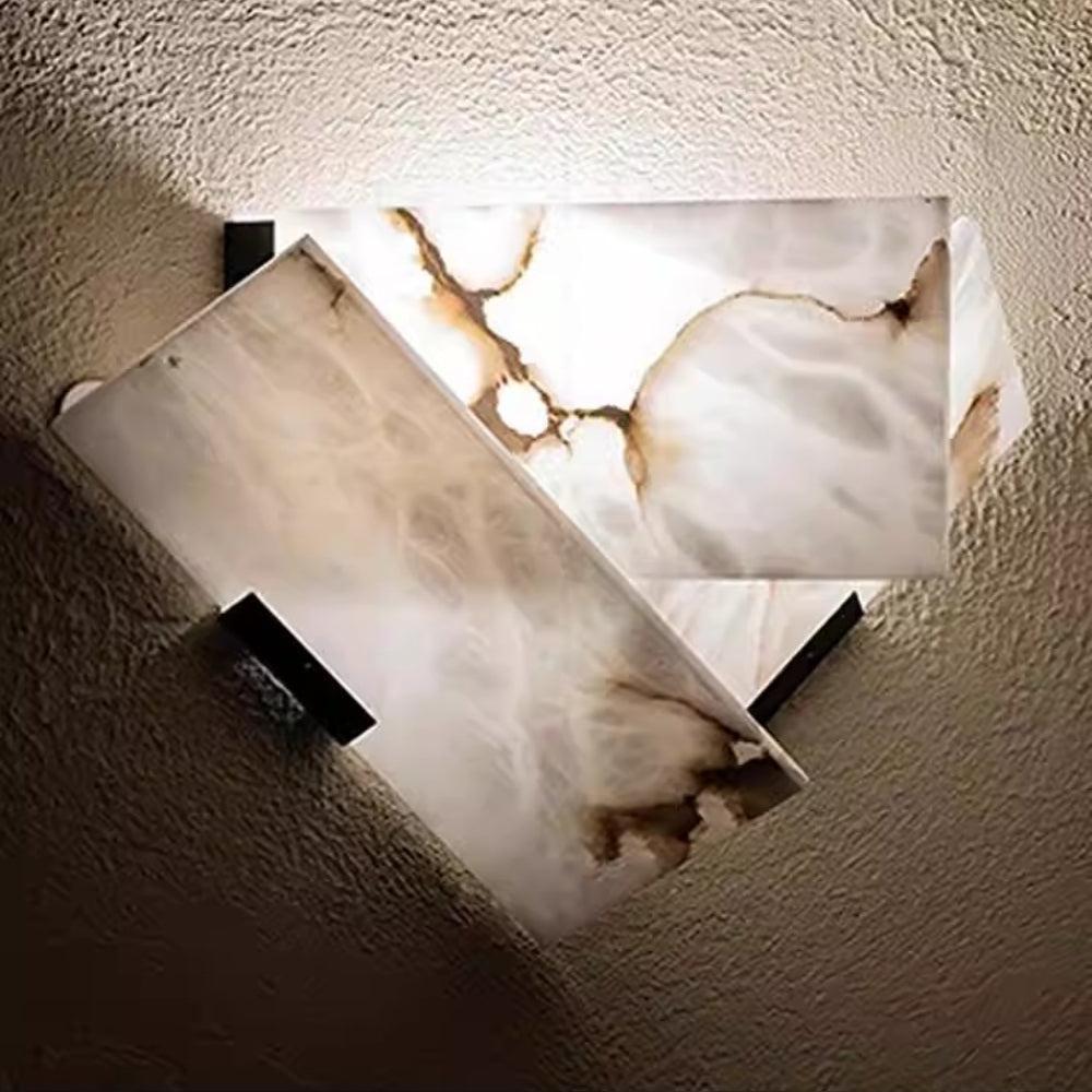 RoyaleGlow Modern Alabaster Wall Sconce Light - Natural Stone LED Fixture for Hallway & Bedroom-Royale Basic