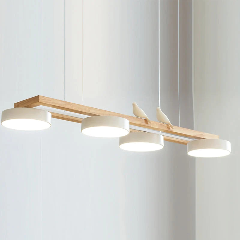 RoyaleGlow Modern Bird Linear Wood Chandelier LED Pendant Light - Royale Basic