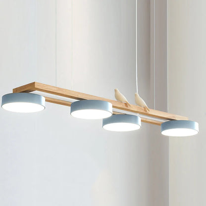 RoyaleGlow Modern Bird Linear Wood Chandelier LED Pendant Light - Royale Basic
