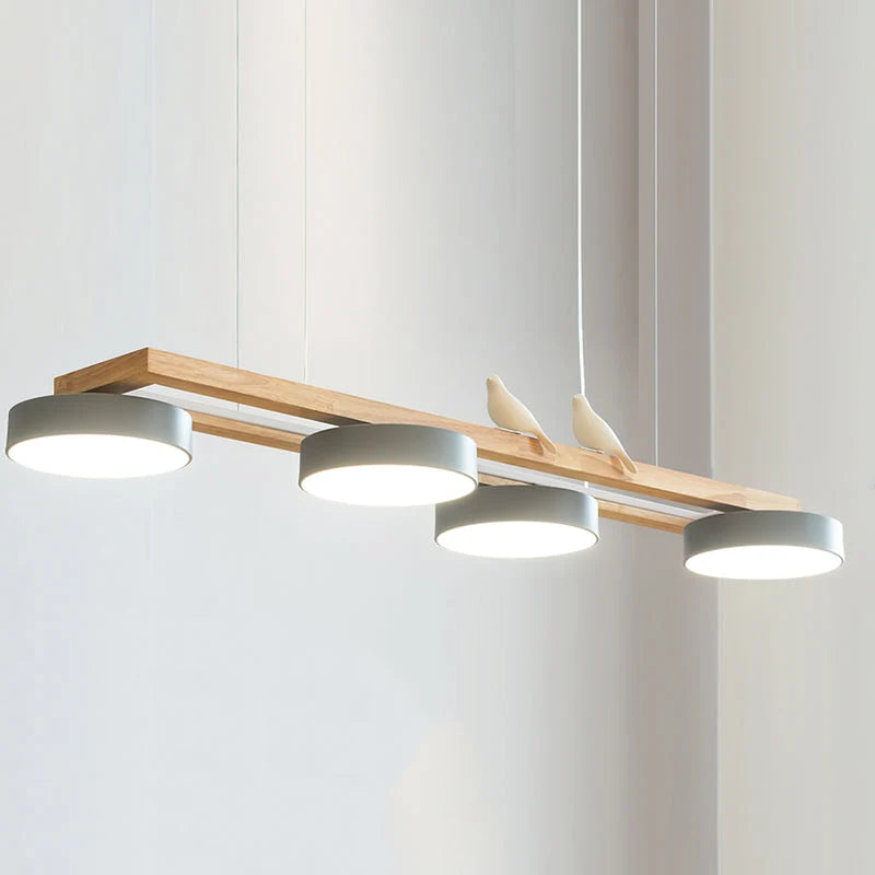 RoyaleGlow Modern Bird Linear Wood Chandelier LED Pendant Light - Royale Basic