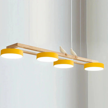 RoyaleGlow Modern Bird Linear Wood Chandelier LED Pendant Light - Royale Basic