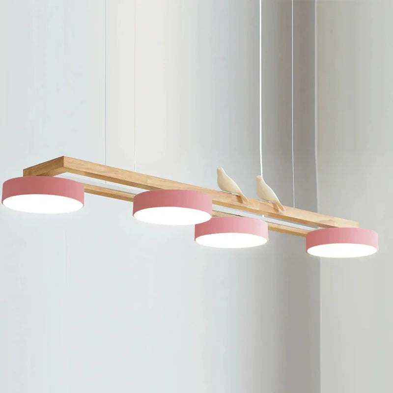 RoyaleGlow Modern Bird Linear Wood Chandelier LED Pendant Light - Royale Basic