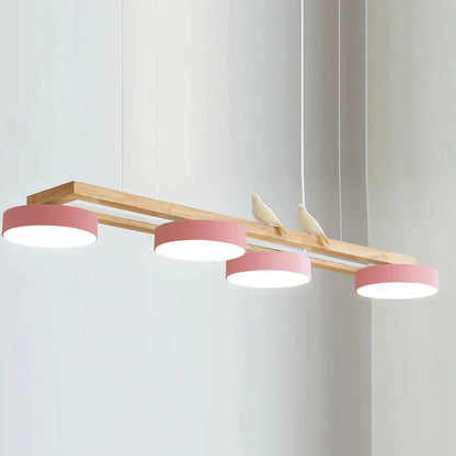 RoyaleGlow Modern Bird Linear Wood Chandelier LED Pendant Light - Royale Basic