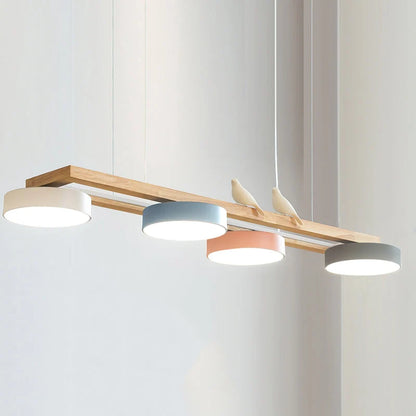 RoyaleGlow Modern Bird Linear Wood Chandelier LED Pendant Light - Royale Basic