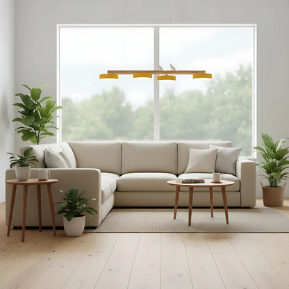 RoyaleGlow Modern Bird Linear Wood Chandelier LED Pendant Light - Royale Basic