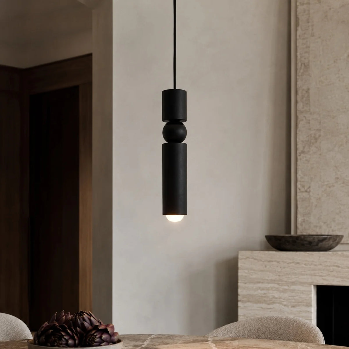 RoyaleGlow Modern Black Geometric Dimmable LED Pendant Light Fixture - Royale Basic